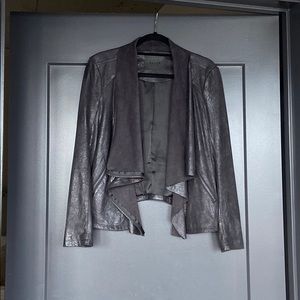 BLANKNYC Faux Leather Drape Front Jacket